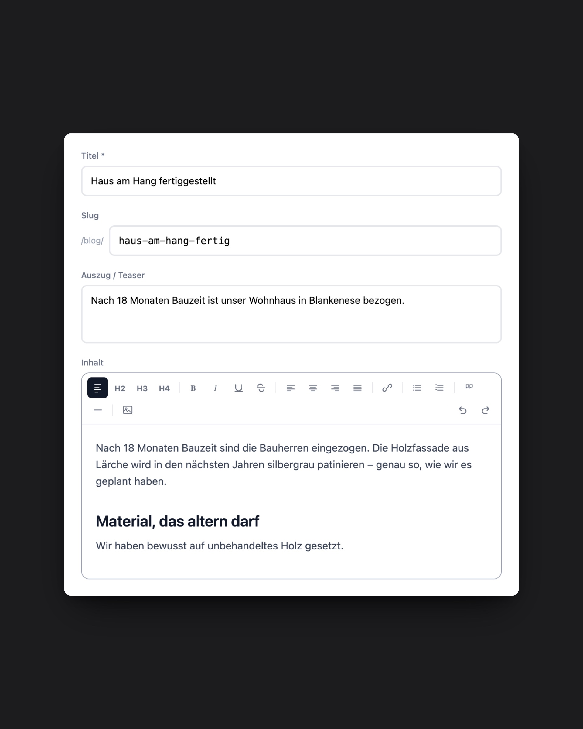 Blogbeitrag im Editor