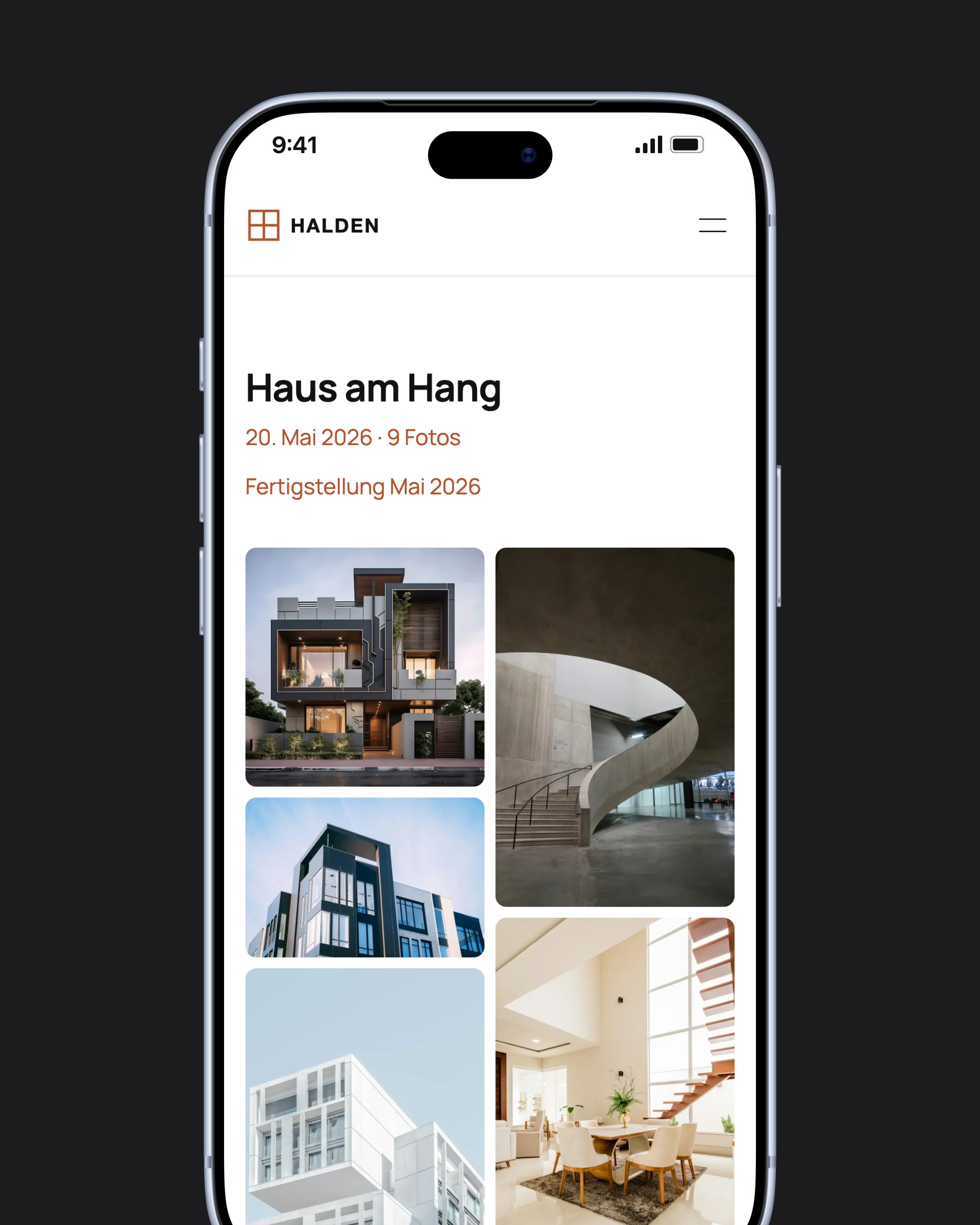 Projektgalerie eines Architekturbüros auf dem iPhone