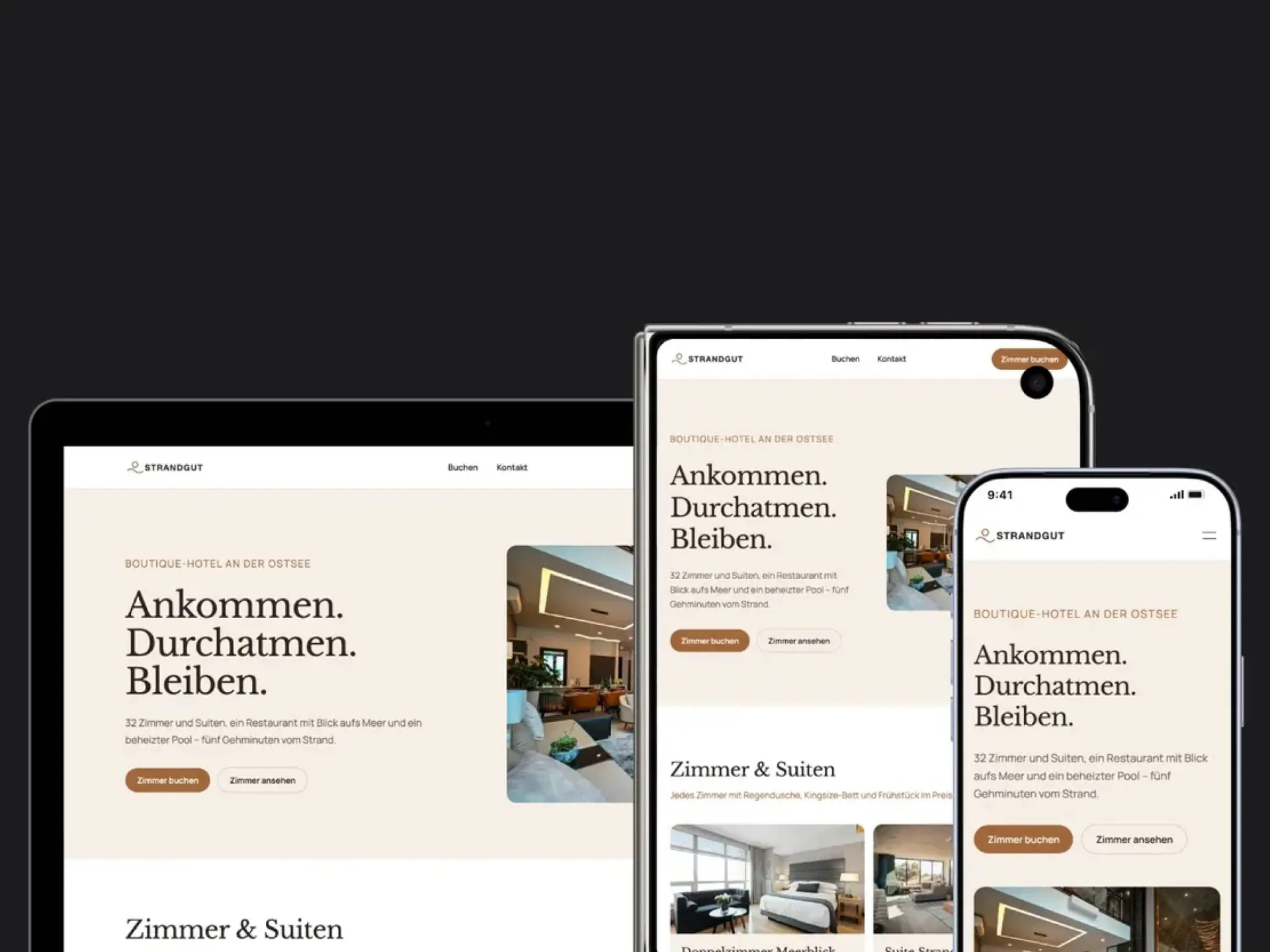 Website auf Laptop, Tablet und Smartphone